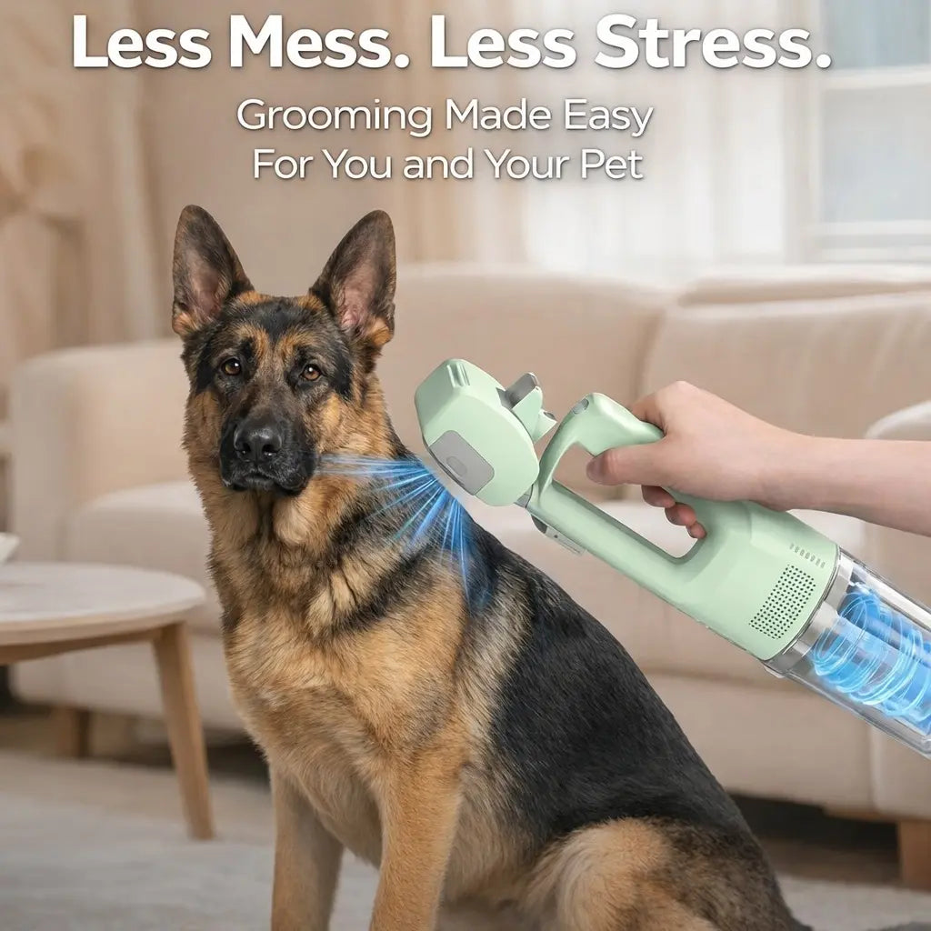 Revolutionary Cordless Pet Grooming Vacuum Brush - Effortless Hair Removal with 3 Adjustable Combs and Whisper-Quiet Suction!