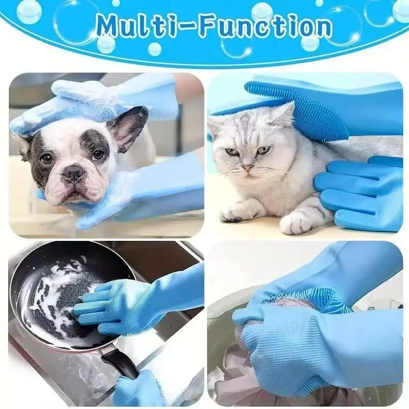 Transform Bath Time with Premium Silicone Dog Grooming Gloves - The Ultimate Multi-Functional Cleaning Tool for Pet Owners and Home Chefs!