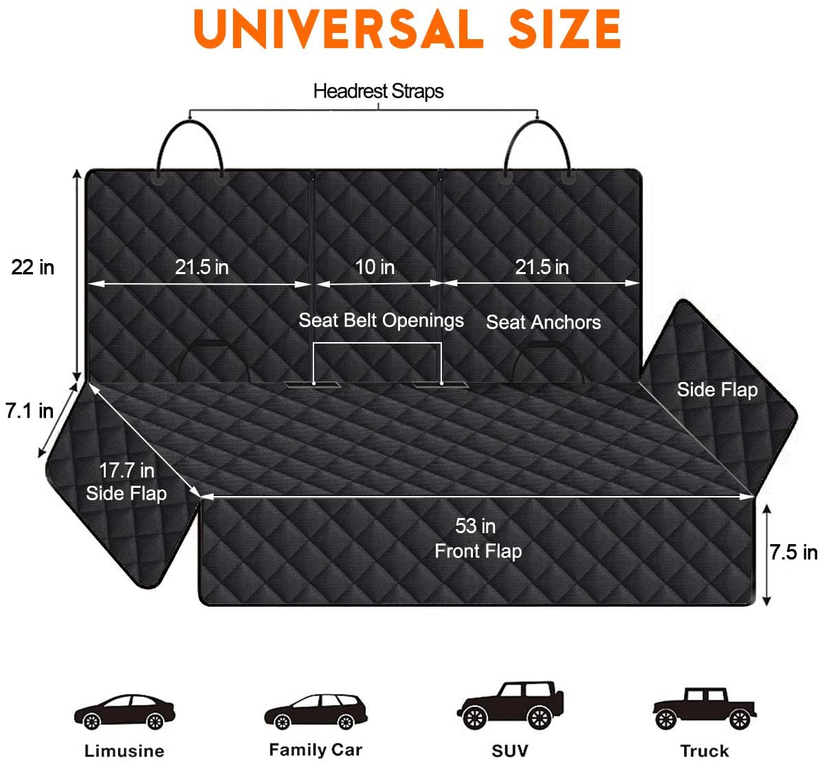 Ultimate Dog Car Seat Cover - Waterproof, Non-Slip Back Seat Protector for Dogs & Kids - Fits Most Cars, Trucks & SUVs - Black