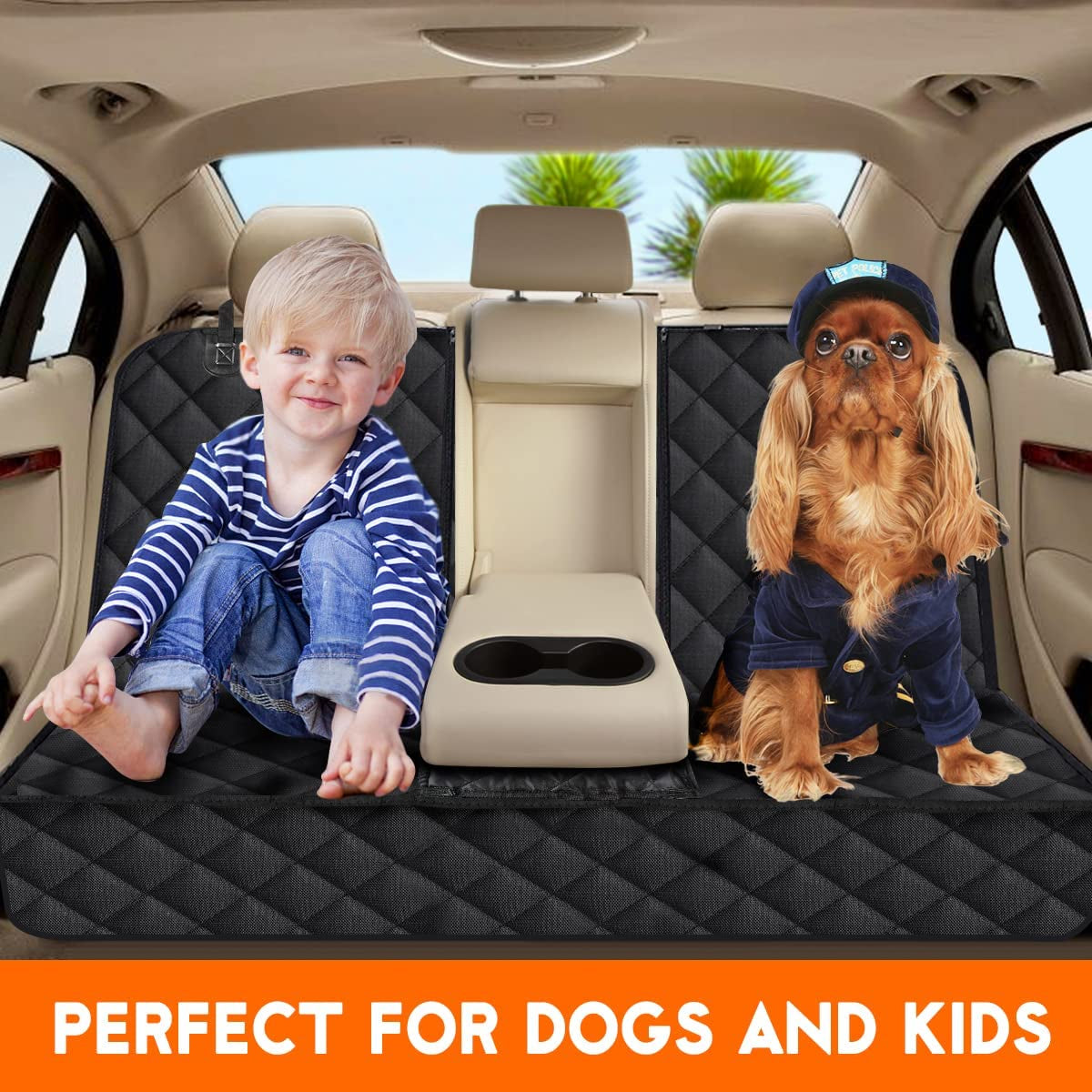 Ultimate Dog Car Seat Cover - Waterproof, Non-Slip Back Seat Protector for Dogs & Kids - Fits Most Cars, Trucks & SUVs - Black