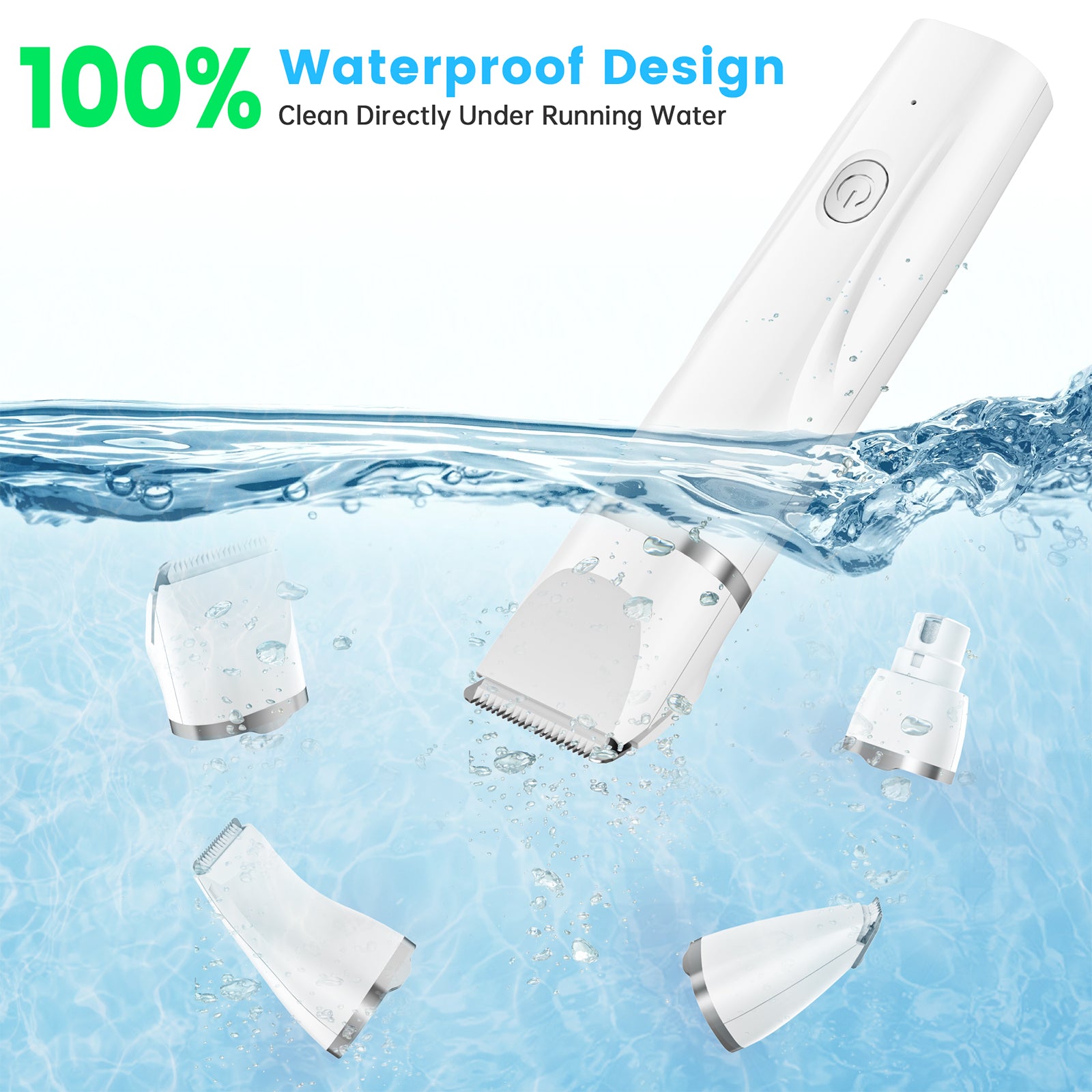 4 in 1 Dog Clippers, Low Noise Pets Hair Clipper Grooming Kit, Cordless Dog Paw Trimmers Rechargeable Quiet Nail Grinder Shaver for Dogs Cats Trimming Hair around Paws Eyes Ears Face Rump