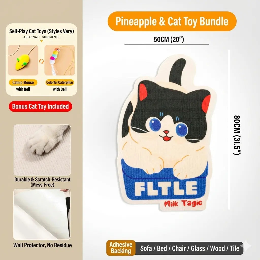 Smartwell Kawaii Cat Scratcher Mat - The Ultimate Wall-Mounted Fun and Protection for Your Feline Friend!