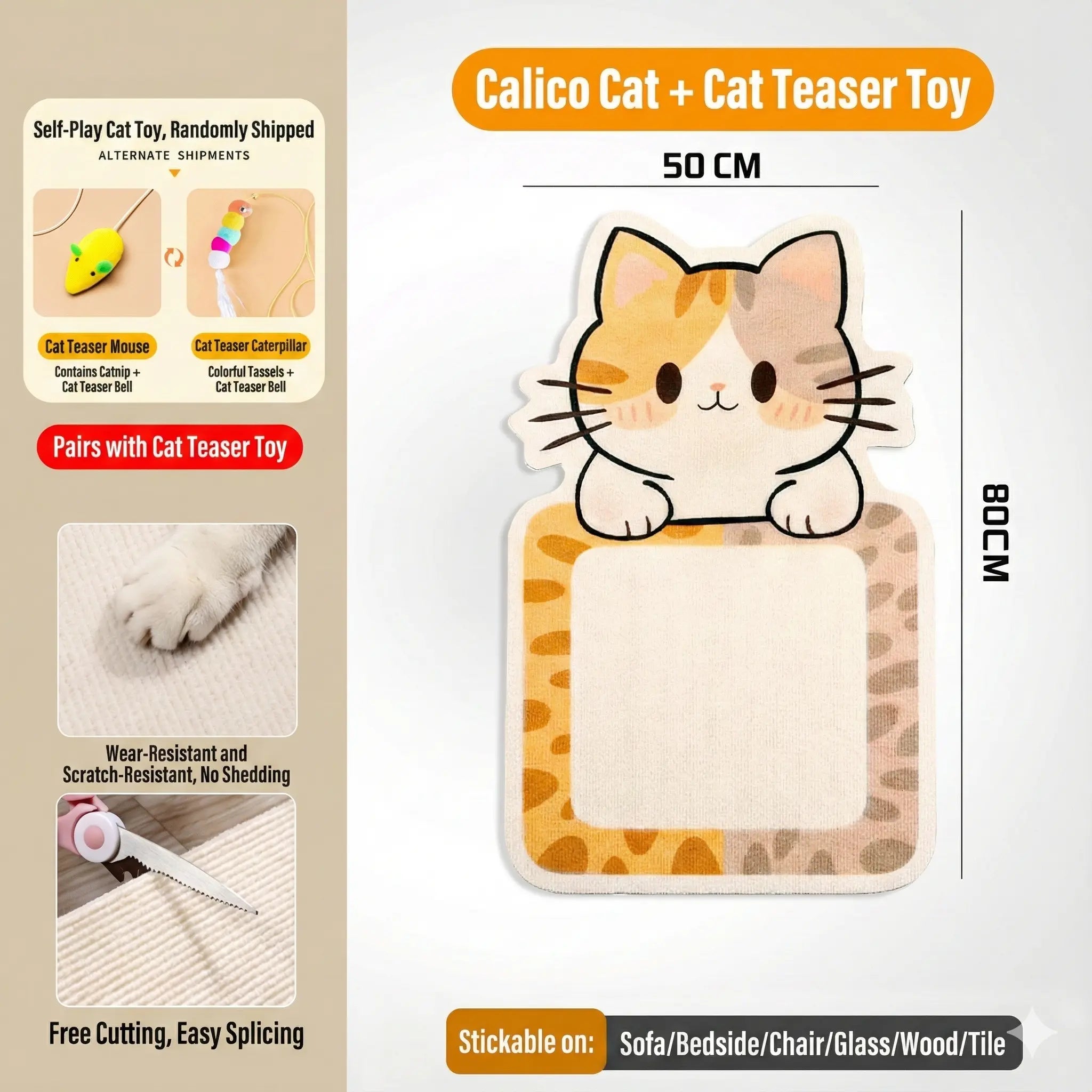 Smartwell Kawaii Cat Scratcher Mat - The Ultimate Wall-Mounted Fun and Protection for Your Feline Friend!