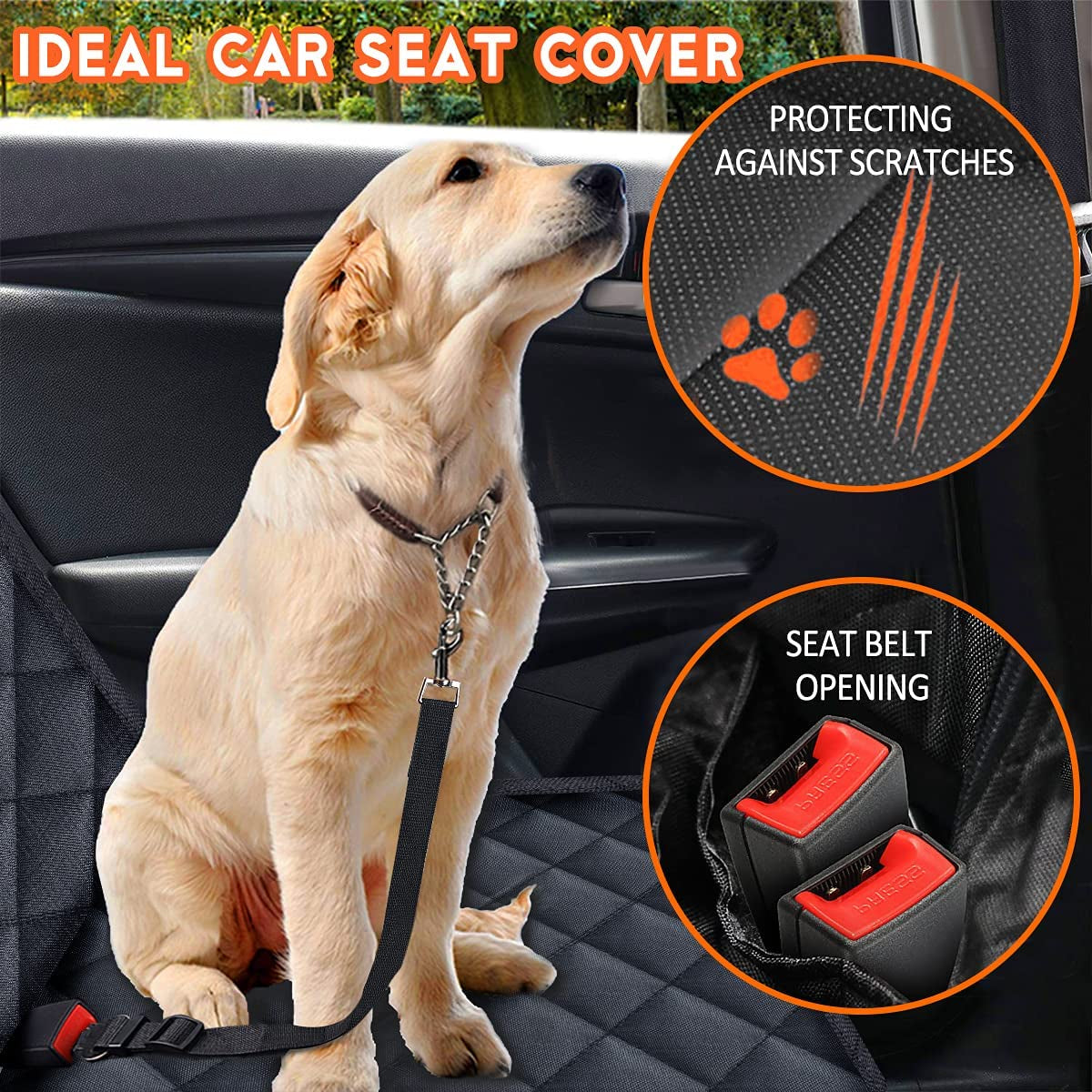 Ultimate Dog Car Seat Cover - Waterproof, Non-Slip Back Seat Protector for Dogs & Kids - Fits Most Cars, Trucks & SUVs - Black