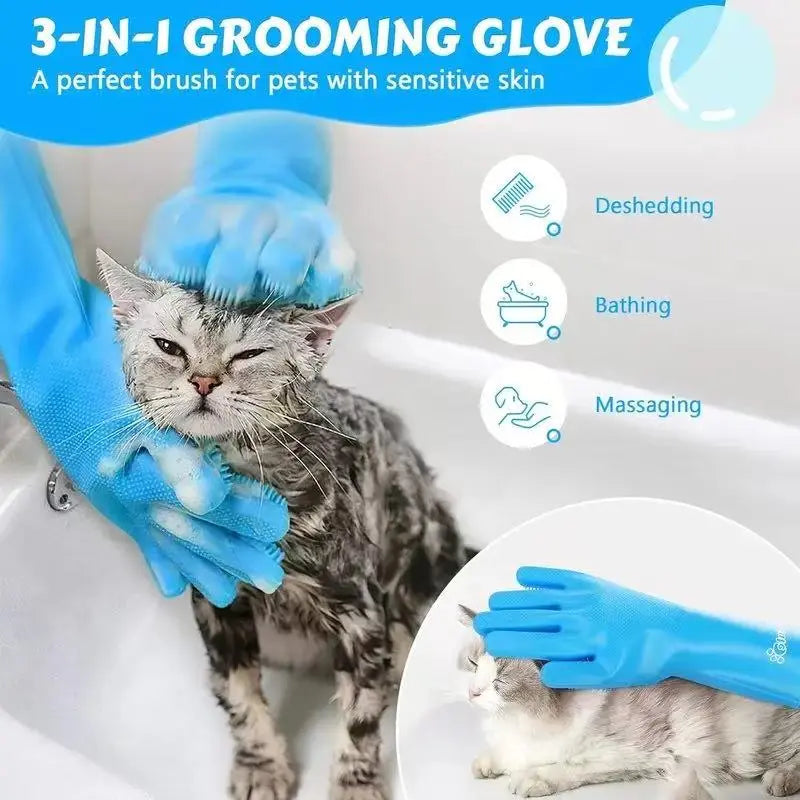 Transform Bath Time with Premium Silicone Dog Grooming Gloves - The Ultimate Multi-Functional Cleaning Tool for Pet Owners and Home Chefs!