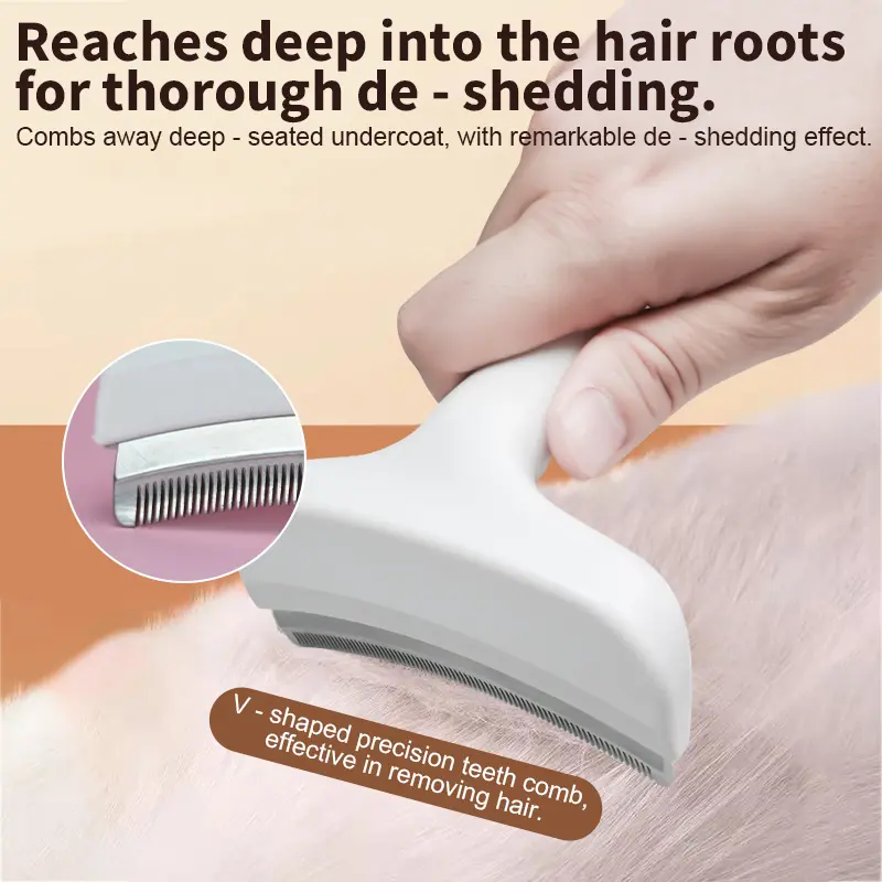 Pet Deshedding Brush for Cats & Dogs – Professional Undercoat Grooming Comb | Removes Loose Fur, Reduces Shedding & Prevents Mats | Gentle Self-Cleaning Pet Hair Remover