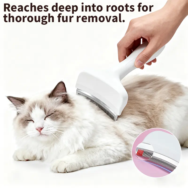 Pet Deshedding Brush for Cats & Dogs – Professional Undercoat Grooming Comb | Removes Loose Fur, Reduces Shedding & Prevents Mats | Gentle Self-Cleaning Pet Hair Remover