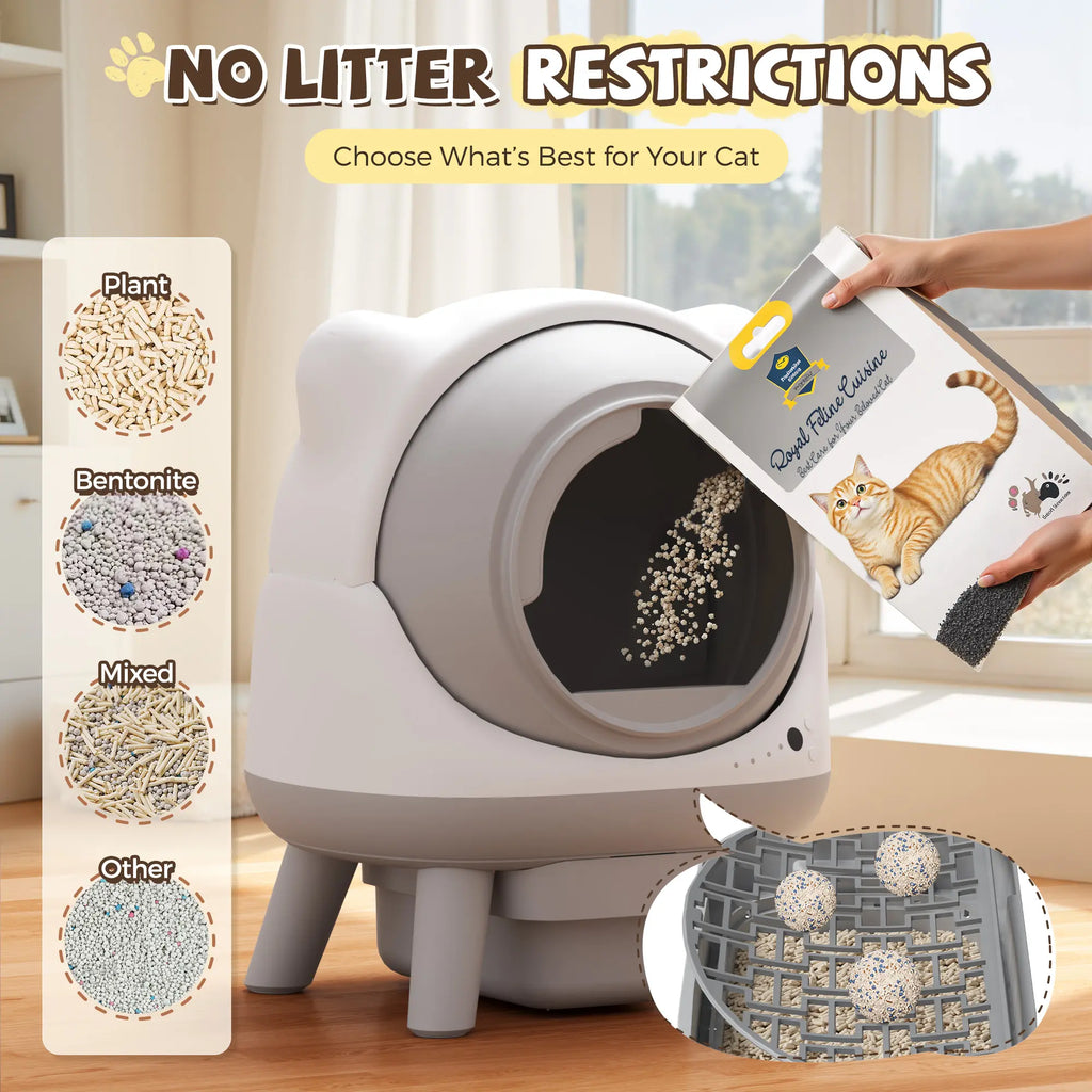 Warcat Self Cleaning Litter Box Large Capacity Automatic Litter Box with App Control via 2.4G Wifi, Safety Sensors for Cats Low Noise Electric Litter Robot