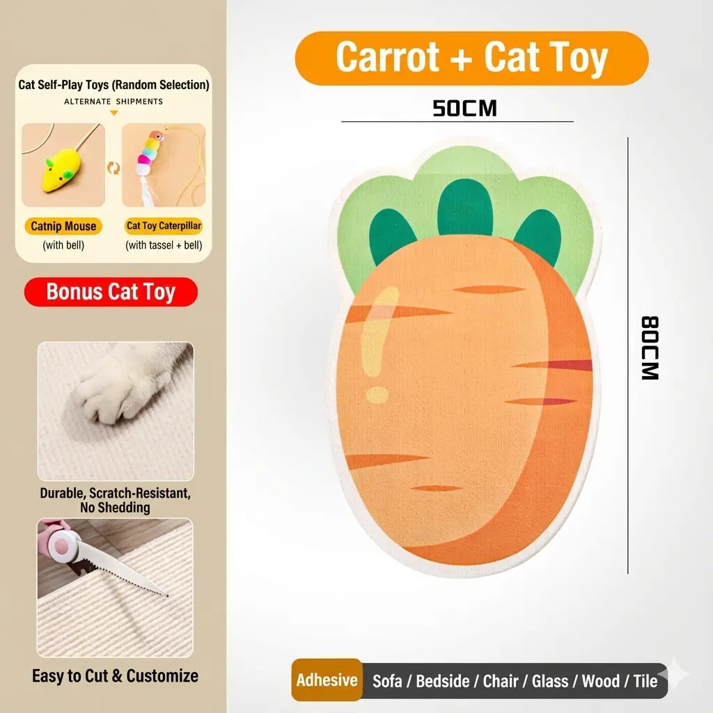 Smartwell Kawaii Cat Scratcher Mat - The Ultimate Wall-Mounted Fun and Protection for Your Feline Friend!