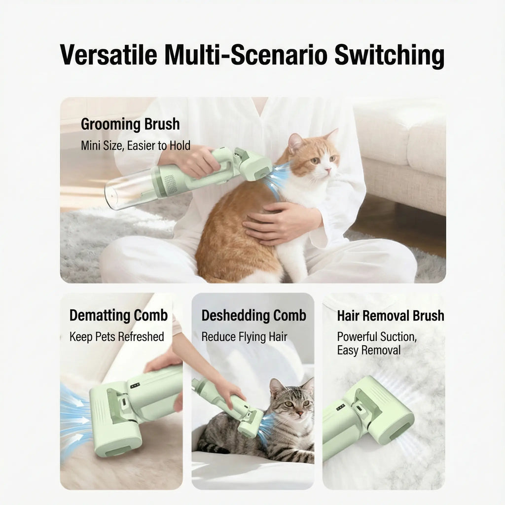 Revolutionary Cordless Pet Grooming Vacuum Brush - Effortless Hair Removal with 3 Adjustable Combs and Whisper-Quiet Suction!