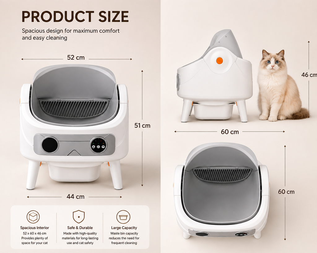 Smart Self-Cleaning Automatic Cat Litter Box with App Control | WiFi Connected | Odor Control | Large Capacity